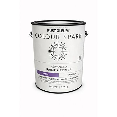 Rust-Oleum Colour Spark Exterior Paint + Primer ï¿½ White (Satin) 3.78L