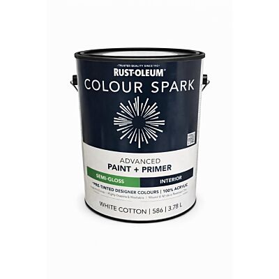 Rust-Oleum Colour Spark Interior Paint + Primer � White Cotton (Semi-gloss) 3.78L
