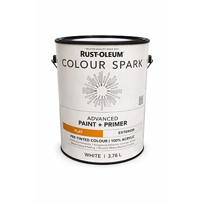 Rust-Oleum Colour Spark Exterior Paint + Primer ï¿½ White (Flat) 3.78L