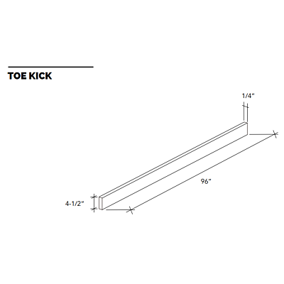 Toe Kick - White Shaker - 96"W x 4.5"H x 1/8"D